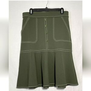 NYCC New York Clothing Co Women's Skirt Size Xl Green Stitching And Button Trim